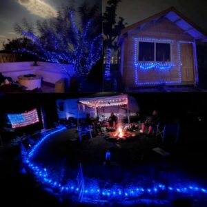 QITONG 2 Pack Upgraded PVC Solar Fairy Lights, Each 33ft 100 LED Blue Solar Lights Outdoor Waterproof, 8 Modes Twinkle Mini String Lights for Garden Yard Patio Fence Christmas Decorations