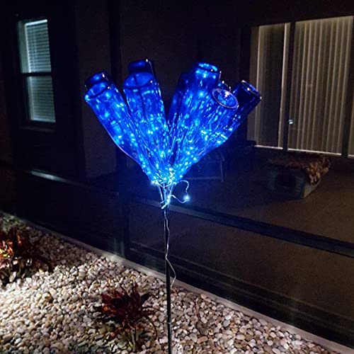 QITONG 2 Pack Upgraded PVC Solar Fairy Lights, Each 33ft 100 LED Blue Solar Lights Outdoor Waterproof, 8 Modes Twinkle Mini String Lights for Garden Yard Patio Fence Christmas Decorations