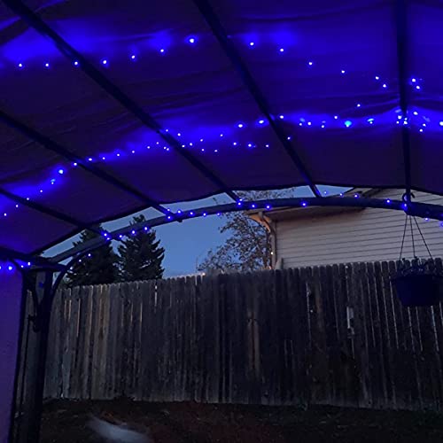 QITONG 2 Pack Upgraded PVC Solar Fairy Lights, Each 33ft 100 LED Blue Solar Lights Outdoor Waterproof, 8 Modes Twinkle Mini String Lights for Garden Yard Patio Fence Christmas Decorations