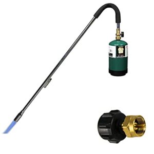 koman weed torch with propane refill adapter,35″ long arm, fuel by 1lb propane cylinder/5-40lb propane tank,self ignition,for roofing,weeding,campfire starting(output 24000btu, propane not included)