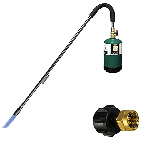 KOMAN Weed torch with Propane Refill Adapter,35" long arm, Fuel by 1LB Propane Cylinder/5-40LB Propane Tank,self ignition,for Roofing,Weeding,Campfire Starting(Output 24000BTU, Propane not included)