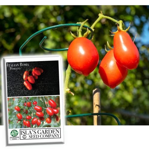 "Italian Roma" Tomato Seeds for Planting, 25+ Heirloom Seeds Per Packet, (Isla's Garden Seeds), Non GMO Seeds, Botanical Name: Solanum lycopersicum, Great Home Garden Gift