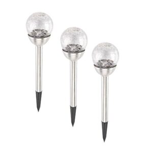 one stop gardens 3 pc. solar glass crackle ball pathway light set