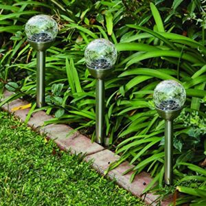 One Stop Gardens 3 Pc. Solar Glass Crackle Ball Pathway Light Set