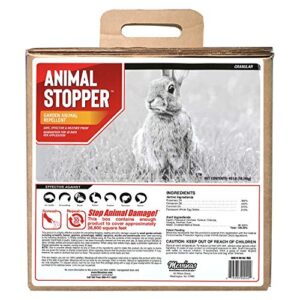 animal stopper granular repellent – safe & effective, all natural food grade ingredients; repels groundhogs, rabbits, skunks, raccoons and other garden animals; ready to use, 40 lbs