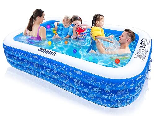 Inflatable Pool, HiTauing 118" X 72" X 22" Inflatable Swimming Pool for Kids and Adults, Above Ground Pool Oversized Thickened Family Blow Up Kiddie Pool for Garden, Backyard, Summer Water Party