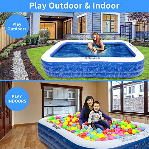 Inflatable Pool, HiTauing 118" X 72" X 22" Inflatable Swimming Pool for Kids and Adults, Above Ground Pool Oversized Thickened Family Blow Up Kiddie Pool for Garden, Backyard, Summer Water Party