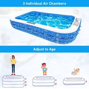 Inflatable Pool, HiTauing 118" X 72" X 22" Inflatable Swimming Pool for Kids and Adults, Above Ground Pool Oversized Thickened Family Blow Up Kiddie Pool for Garden, Backyard, Summer Water Party