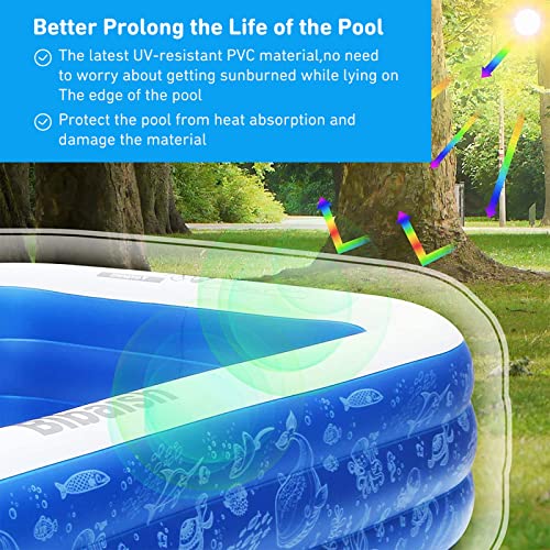 Inflatable Pool, HiTauing 118" X 72" X 22" Inflatable Swimming Pool for Kids and Adults, Above Ground Pool Oversized Thickened Family Blow Up Kiddie Pool for Garden, Backyard, Summer Water Party