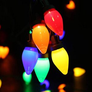 hayata c7 bulbs christmas lights 50 led 24ft strawberry string light – fairy lighting for outdoor, indoor, garden, yard, party, home, wreath, garland, christmas tree decorations (multi color)