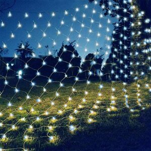 gresonic net mesh lights,320 leds 8.2ft x 5.9ft string lights for christmas trees,bushes,holiday,party,outdoor wall,garden decorations(cool white)
