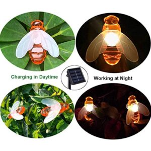 SEMILITS Solar String Lights 20LED Outdoor Waterproof Simulation Honey Bees Decor for Garden Xmas Decorations Warm White