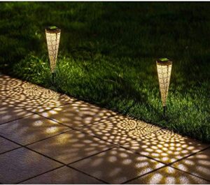 mezone solar pathway lights 2 pack,solar powered led low voltage landscape path lights garden stake lights outdoor dcorative solar lights in-ground led light