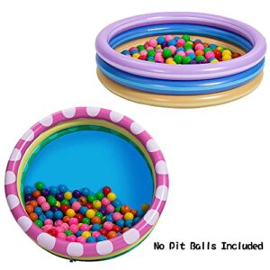 2 Pack 45'' Multicolor Pattern Inflatable Baby Swimming Pool Set, Toddler Water Pool Pit Ball Pool Blow up Kiddie Pool for Summer Fun Garden Backyard Outdoor (45’’ 10’’)