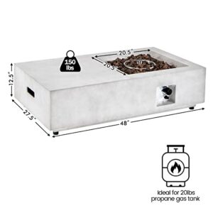 Giantex Outdoor Fire Pits 48-Inch - Rectangle Patio Propane Gas Fire Pit Table W/ Lava Rocks & Protective Cover, 40,000 BTU Heat Output, Deck Firepit for Outside, Backyard, Poolside, Garden, Gray