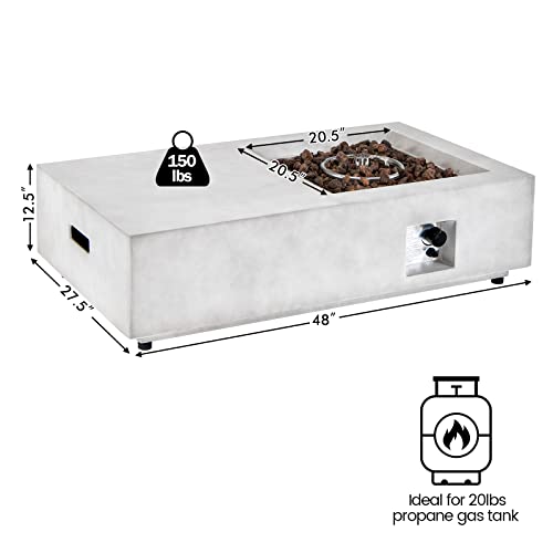 Giantex Outdoor Fire Pits 48-Inch - Rectangle Patio Propane Gas Fire Pit Table W/ Lava Rocks & Protective Cover, 40,000 BTU Heat Output, Deck Firepit for Outside, Backyard, Poolside, Garden, Gray