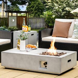 Giantex Outdoor Fire Pits 48-Inch - Rectangle Patio Propane Gas Fire Pit Table W/ Lava Rocks & Protective Cover, 40,000 BTU Heat Output, Deck Firepit for Outside, Backyard, Poolside, Garden, Gray