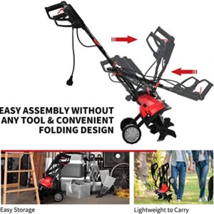 GRAFFY 10 Amp Electric Garden Tiller, Corded Cultivator, 14 Inch Tilling Width, 9 Inch Working Depth, Tiller and Cultivator for Garden, Lawn, Digging, Weed Removal GT3586US