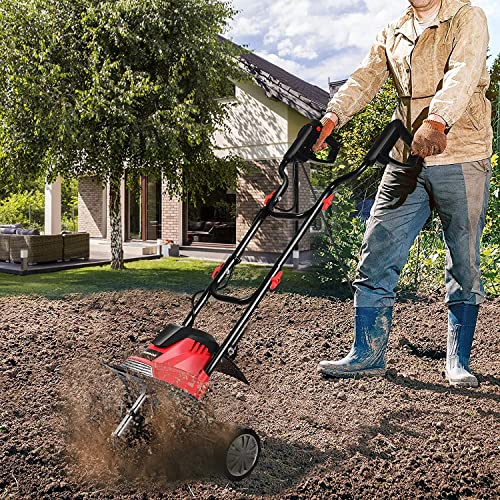 GRAFFY 10 Amp Electric Garden Tiller, Corded Cultivator, 14 Inch Tilling Width, 9 Inch Working Depth, Tiller and Cultivator for Garden, Lawn, Digging, Weed Removal GT3586US