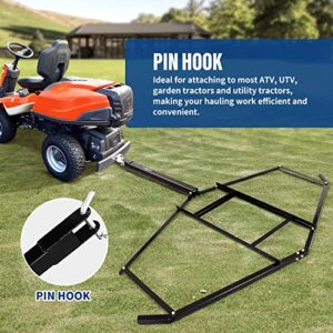 PINGDIR Leveling Landscape rake 74”Width 39" Length Driveway Drag ramp Grader Harrow Heavy Duty Steel Gravel Leveler Tools with 2 Adjustable Bars for ATV,UTV,Garden Lawn Tractors with Pin Style Hitch