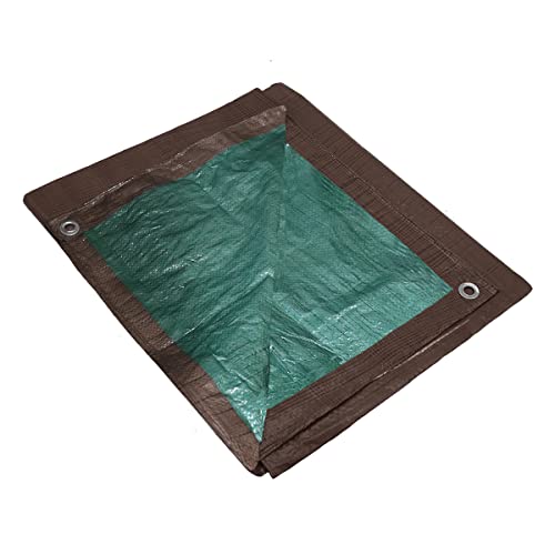 Grip Green/Brown 7 Mil Reversible Multi-Purpose Tarp - UV Sun Protection - Water and Tear Resistant - Cover Wood Piles, Grills, Swimming Pool, Patio Furniture - Home, Travel, Outdoor (12' x 12')