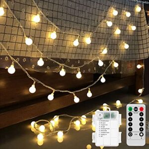 battery operated led globe string lights, 2-pack total 52ft 120leds – each 26ft 60leds 8 mode waterproof christmas fairy string lights with remote for home bedroom garden wedding party decoration