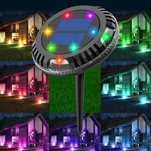led solar power buried light-waterproof under ground lamp outdoor way garden deckcolor,easy to install,perfect lights for your front road, garden (b coloured light)