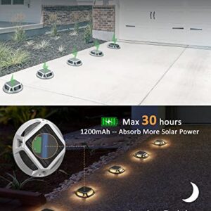 JACKYLED Solar Dock Lights Outdoor, 12-Pack Solar Driveway Lights Bright 12 LED Solar Powered Dock Lights, IP68 Waterproof Driveway Marker for Sidewalk Steps Stairs Garden Patio (3000K Warm White)