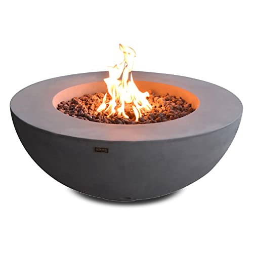 Elementi Outdoor Fire Table Propane Fire Pit Garden Fireplaces 45,000BTU Firepit Patio Round Fire Bowl with 13.2lbs Lava Rocks ,ELEMENTI Lunar Bowl Series, Garden Coffee Table,Grey