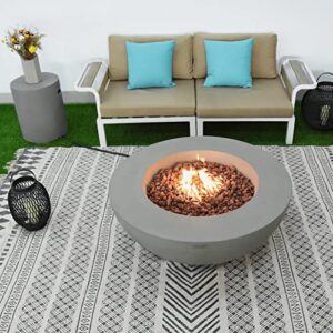 Elementi Outdoor Fire Table Propane Fire Pit Garden Fireplaces 45,000BTU Firepit Patio Round Fire Bowl with 13.2lbs Lava Rocks ,ELEMENTI Lunar Bowl Series, Garden Coffee Table,Grey