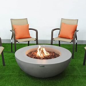 Elementi Outdoor Fire Table Propane Fire Pit Garden Fireplaces 45,000BTU Firepit Patio Round Fire Bowl with 13.2lbs Lava Rocks ,ELEMENTI Lunar Bowl Series, Garden Coffee Table,Grey