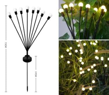 MONTPAL 8PCS Solar Powered Firefly Lights Outdoor Waterproof, Starburst Swaying Lights for Garden Yard, Flowerbed, Lawn and Walkway.