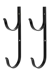tanyione swimming pool aluminum pole hanger set,metal brackets hook with screws for telescoping poles, leaf rakes, skimmers, nets, brushes, vacuum hoses and garden tools (2 pack)