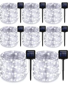 8 pack solar string lights outdoor waterproof each 240 led 78ft solar fairy lights outdoor 8 mode led solar outdoor lights tree lights waterproof copper wire lights for tree garden yard(cool white)