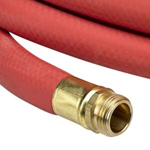 Underhill UltraMax Commercial Garden Water Hose 25 ft, Heavy-Duty, Rubber, Flexible, Kink Free, Industrial, 800 psi, H10-025R, 1" x 25', Red