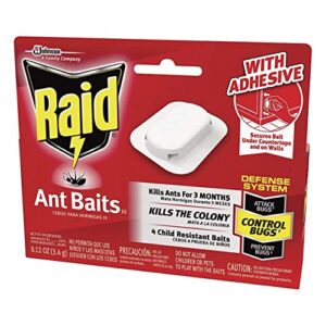 raid ant killer baits, for household use, kills the colony, kills ants for 3 months, child resistant, 4 count