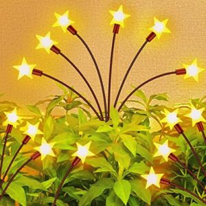 keevvon solar garden lights – new upgraded solar firefly swaying light, solar outdoor lights, high flexibility iron wire solar garden decorative lights yard patio pathway decoration, warm white 2 pack