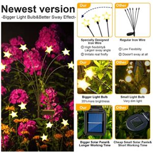 Keevvon Solar Garden Lights - New Upgraded Solar Firefly Swaying Light, Solar Outdoor Lights, High Flexibility Iron Wire Solar Garden Decorative Lights Yard Patio Pathway Decoration, Warm White 2 Pack