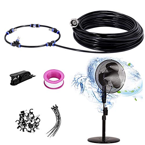 Fan Misting Kit, Outdoor Fan Misting Cooling System with 19.68 Ft Misting Line Outdoor Fan Misters for Cooling Patio Garden Greenhouse Breeze (Fan not Included)