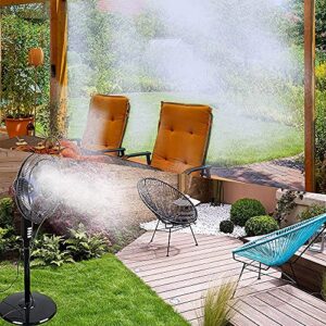 Fan Misting Kit, Outdoor Fan Misting Cooling System with 19.68 Ft Misting Line Outdoor Fan Misters for Cooling Patio Garden Greenhouse Breeze (Fan not Included)