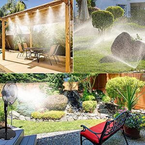 Fan Misting Kit, Outdoor Fan Misting Cooling System with 19.68 Ft Misting Line Outdoor Fan Misters for Cooling Patio Garden Greenhouse Breeze (Fan not Included)