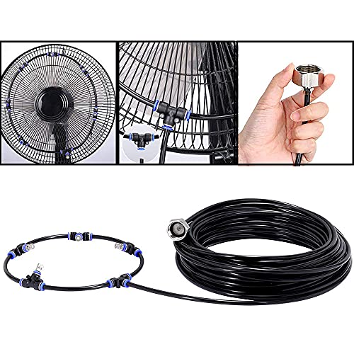 Fan Misting Kit, Outdoor Fan Misting Cooling System with 19.68 Ft Misting Line Outdoor Fan Misters for Cooling Patio Garden Greenhouse Breeze (Fan not Included)