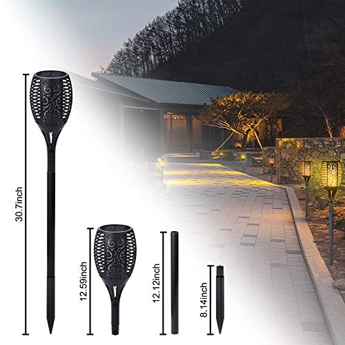 Solar Torch Light with Flickering Flame, 60 LED Solar Flame Lamp Outdoor Garden Plastic Stick Lights Waterproof Landscape Decoration Lighting Dusk to Dawn Security Light for Yard Patio Driveway (4)