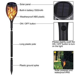 Solar Torch Light with Flickering Flame, 60 LED Solar Flame Lamp Outdoor Garden Plastic Stick Lights Waterproof Landscape Decoration Lighting Dusk to Dawn Security Light for Yard Patio Driveway (4)