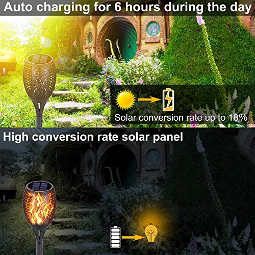 Solar Torch Light with Flickering Flame, 60 LED Solar Flame Lamp Outdoor Garden Plastic Stick Lights Waterproof Landscape Decoration Lighting Dusk to Dawn Security Light for Yard Patio Driveway (4)