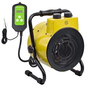 aobmaxet greenhouse heater with digital thermostat for grow tent, workplace, overheat protection, fast heating, yellow