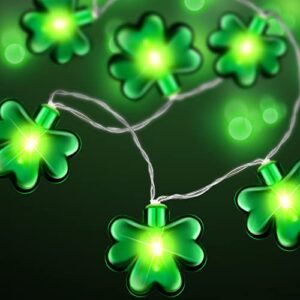 st. patrick’s day decoration lights shamrock irish string lights 9.84 ft with 20 clover lights battery operated for home garden bedroom birthday decor indoor and outdoor use