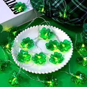 St. Patrick's Day Decoration Lights Shamrock Irish String Lights 9.84 ft with 20 Clover Lights Battery Operated for Home Garden Bedroom Birthday Decor Indoor and Outdoor Use