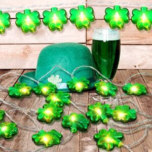 St. Patrick's Day Decoration Lights Shamrock Irish String Lights 9.84 ft with 20 Clover Lights Battery Operated for Home Garden Bedroom Birthday Decor Indoor and Outdoor Use