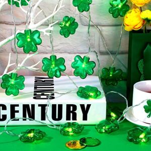 St. Patrick's Day Decoration Lights Shamrock Irish String Lights 9.84 ft with 20 Clover Lights Battery Operated for Home Garden Bedroom Birthday Decor Indoor and Outdoor Use